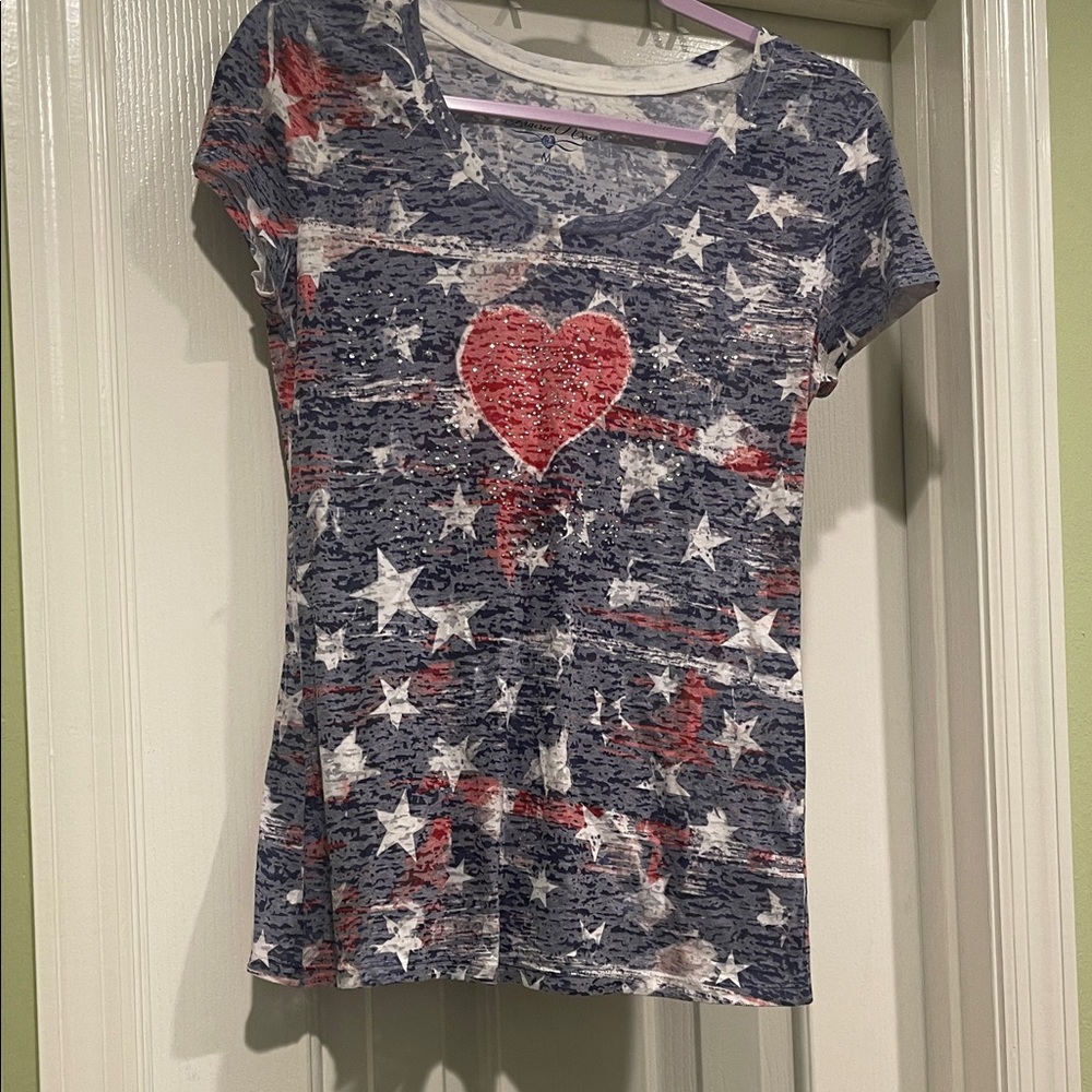 Patriotic Heart Women's Top - Red, White, and Blue